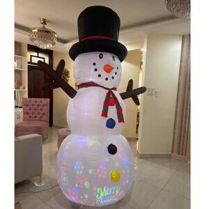 🆕8FT Christmas Inflatable Snowman with Colorful Button Outdoor Decoration